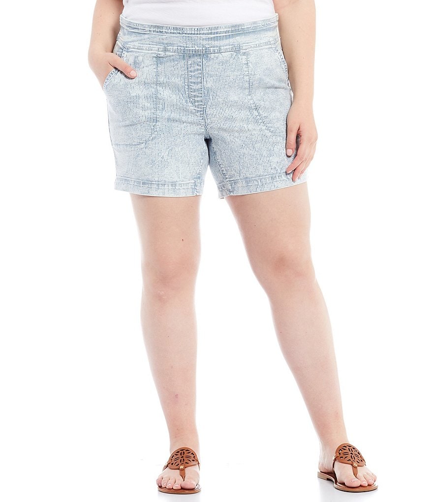 Westbound Plus Size the PARK AVE Fit Faded Blue and White Shorts