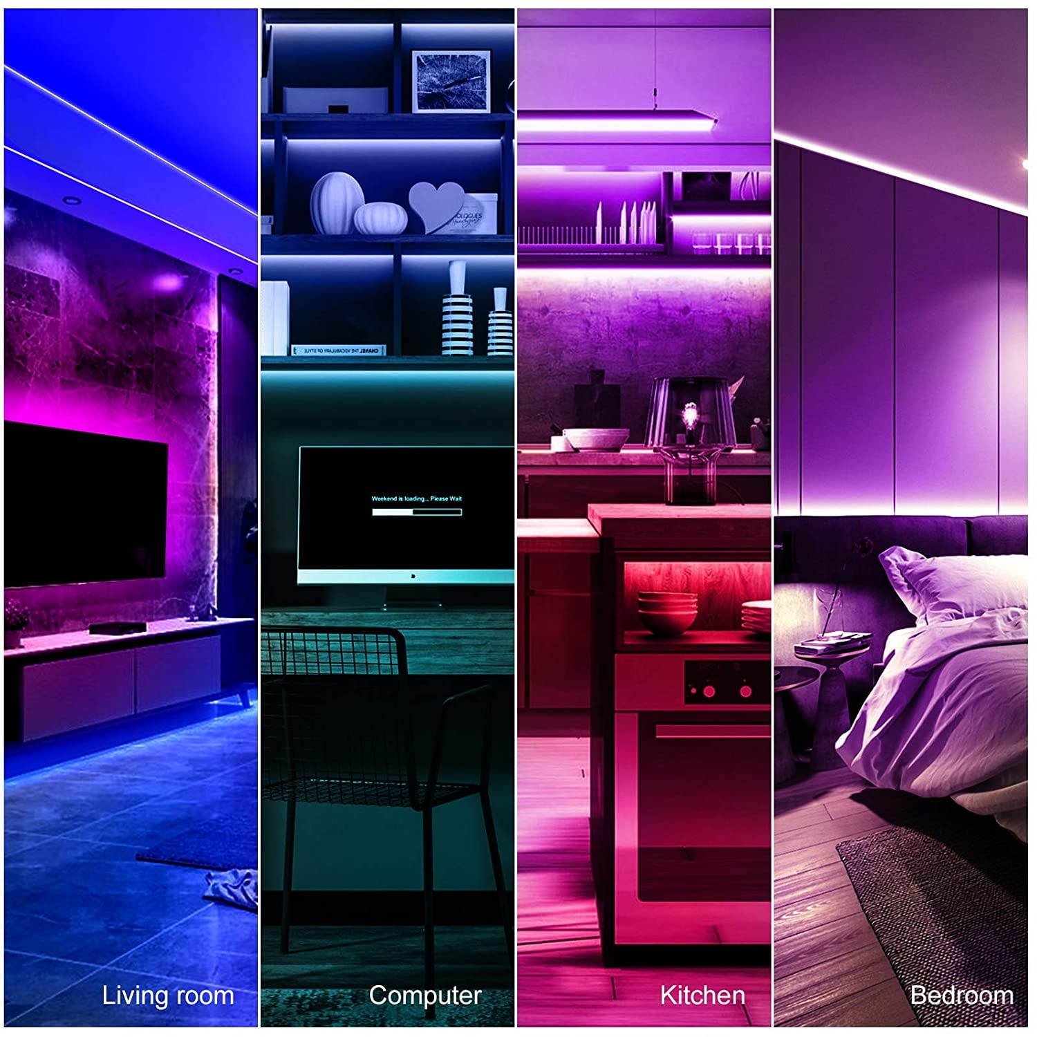 20ft Led Lights for Bedroom CNTOO Led Lights Strip Music Sync Color Changing RGB 5050 Led Strip Lights with Remote for Bedroom Party Home Decoration20Ft