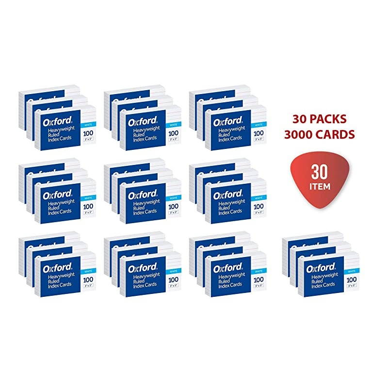 Heavyweight Ruled Index Cards 3 x 5 White 100 Per Pack 63500 30 Packs of 100 cards