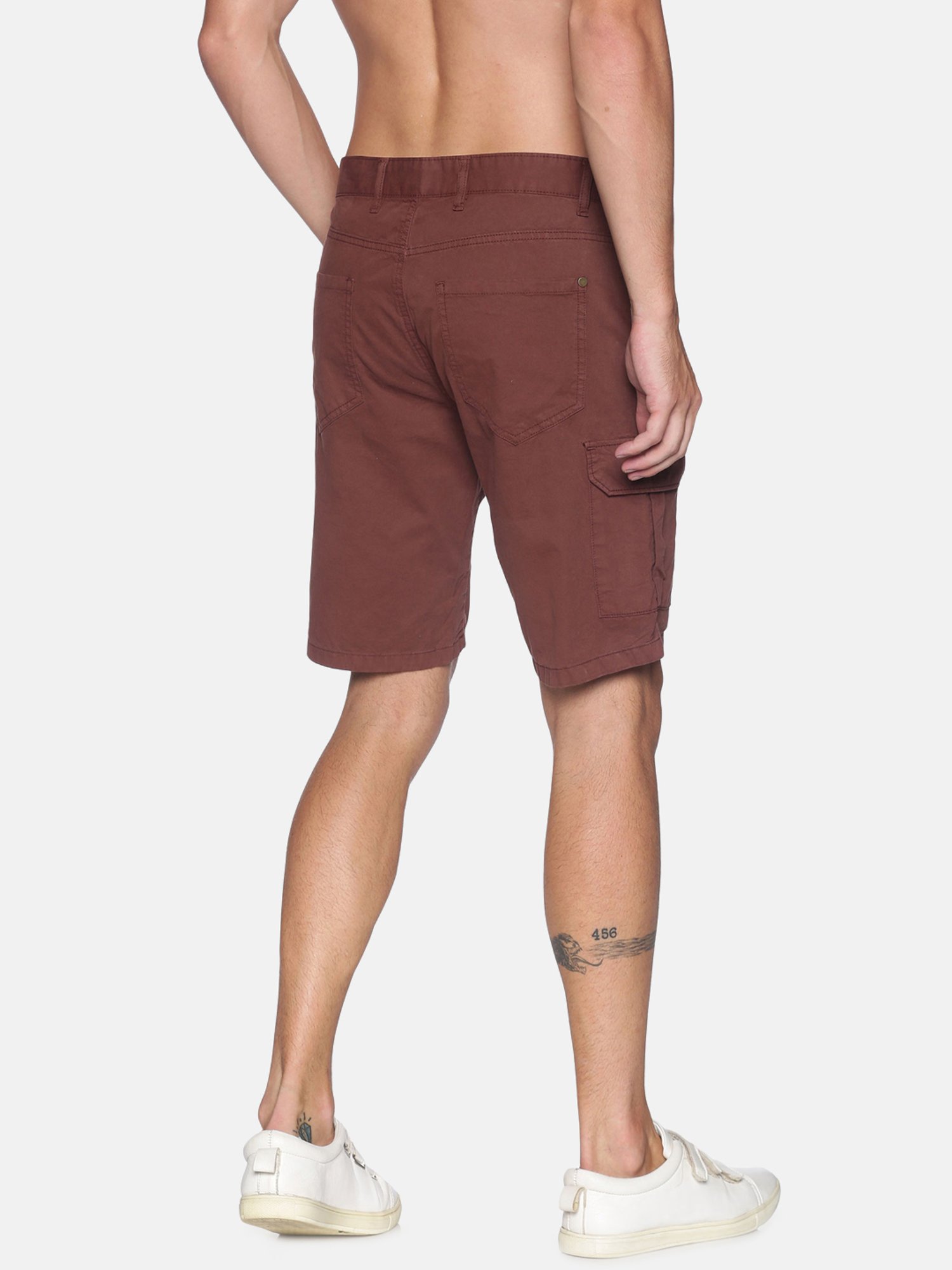 IVOC Maroon Regular Fit Cargo Cotton Shorts