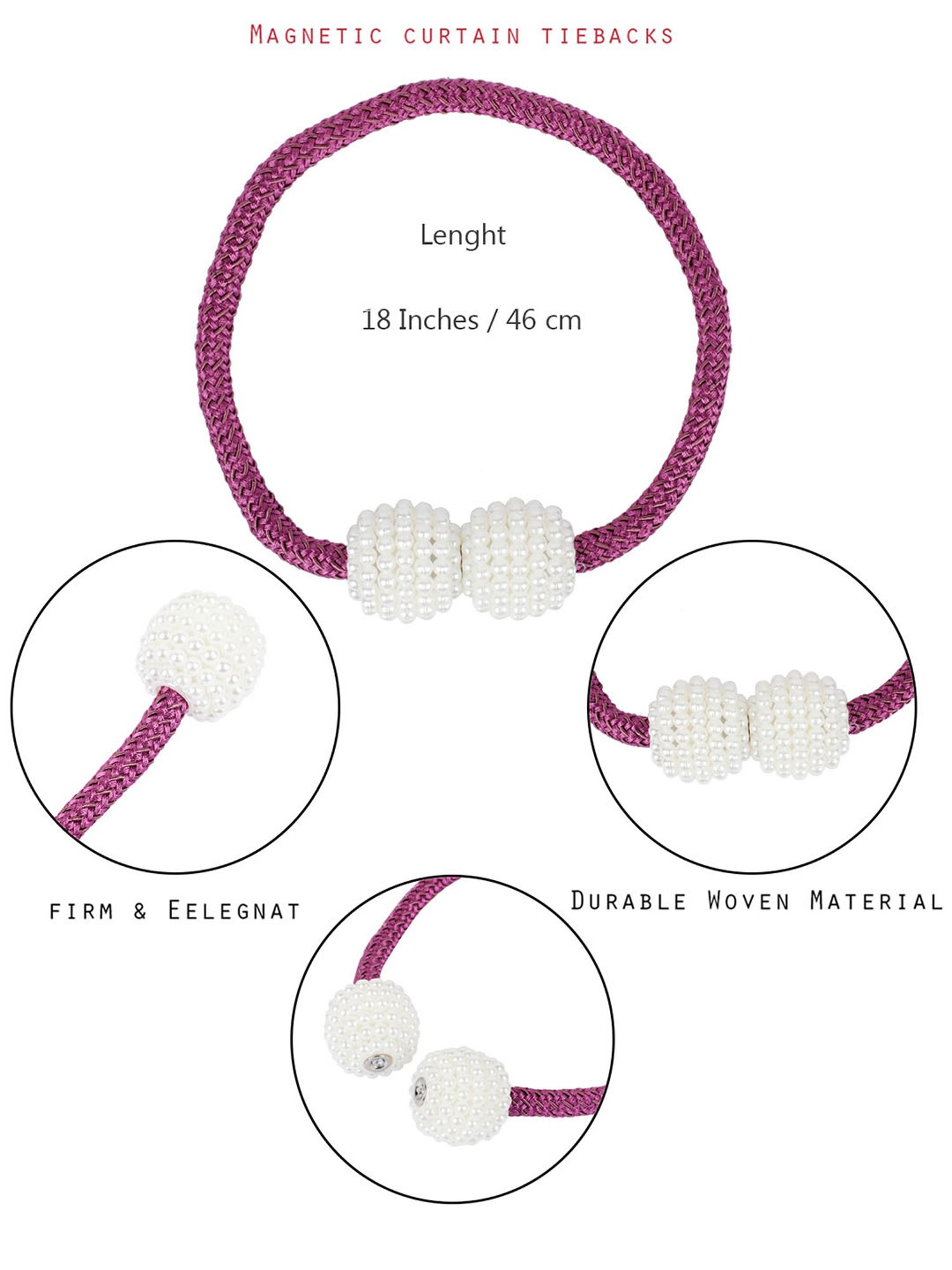 Romee Purple Polyester Solid Curtain Tie and Hold Backs