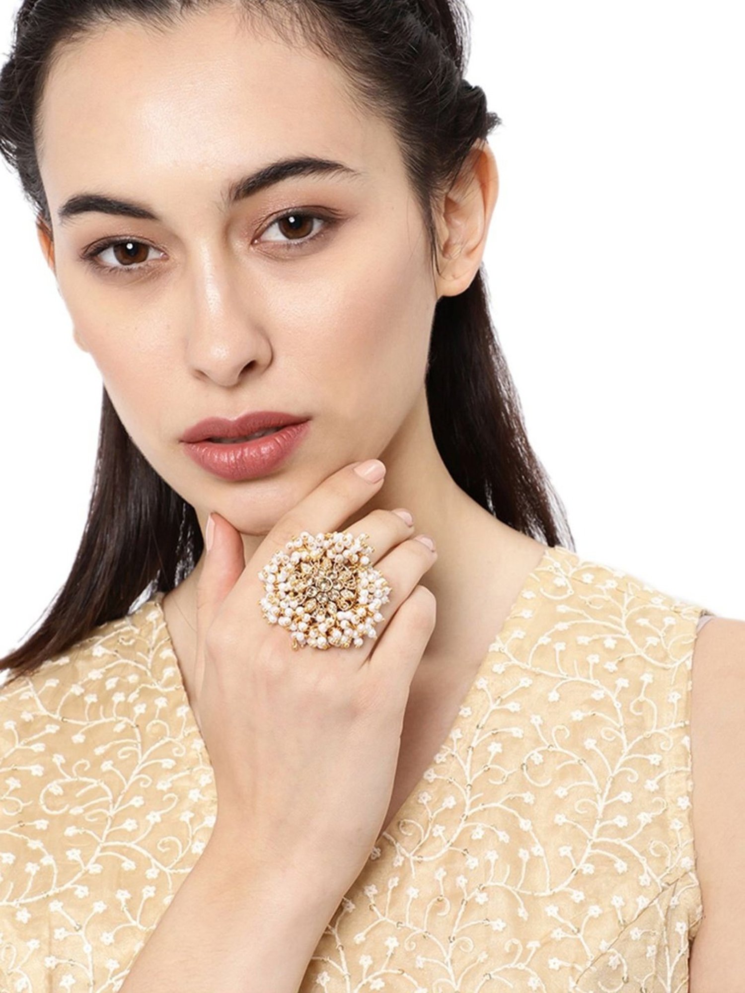 Accessorize London Women's Jewel Embellished Rings Set Of Three White