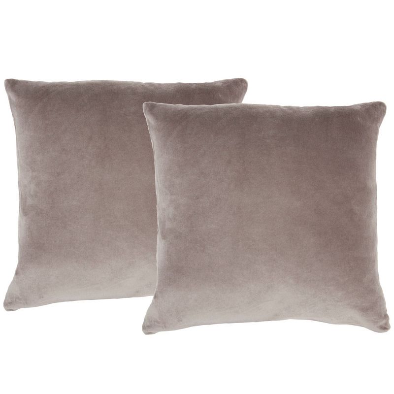 2pk Mina Victory Life Styles Solid Velvet Pillow Covers Brown - Nourison