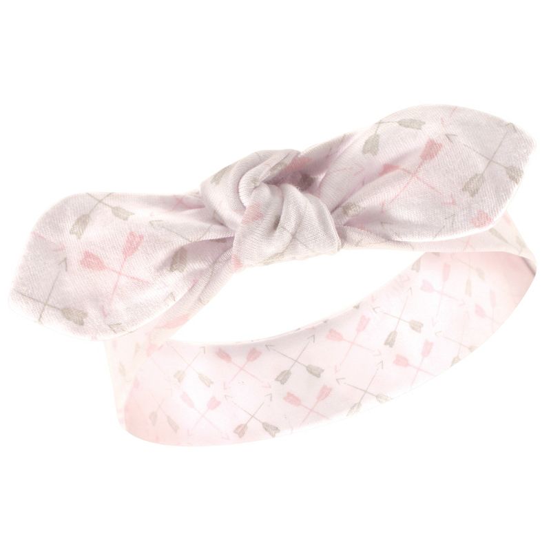 Hudson Baby Infant Girl Cotton Headbands 5pk, Gray Feather, 0-24 Months