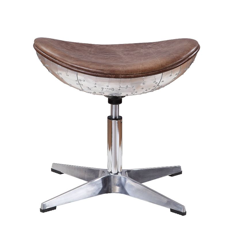 Brancaster Stool Retro Brown Top Grain Leather/Aluminum - Acme Furniture