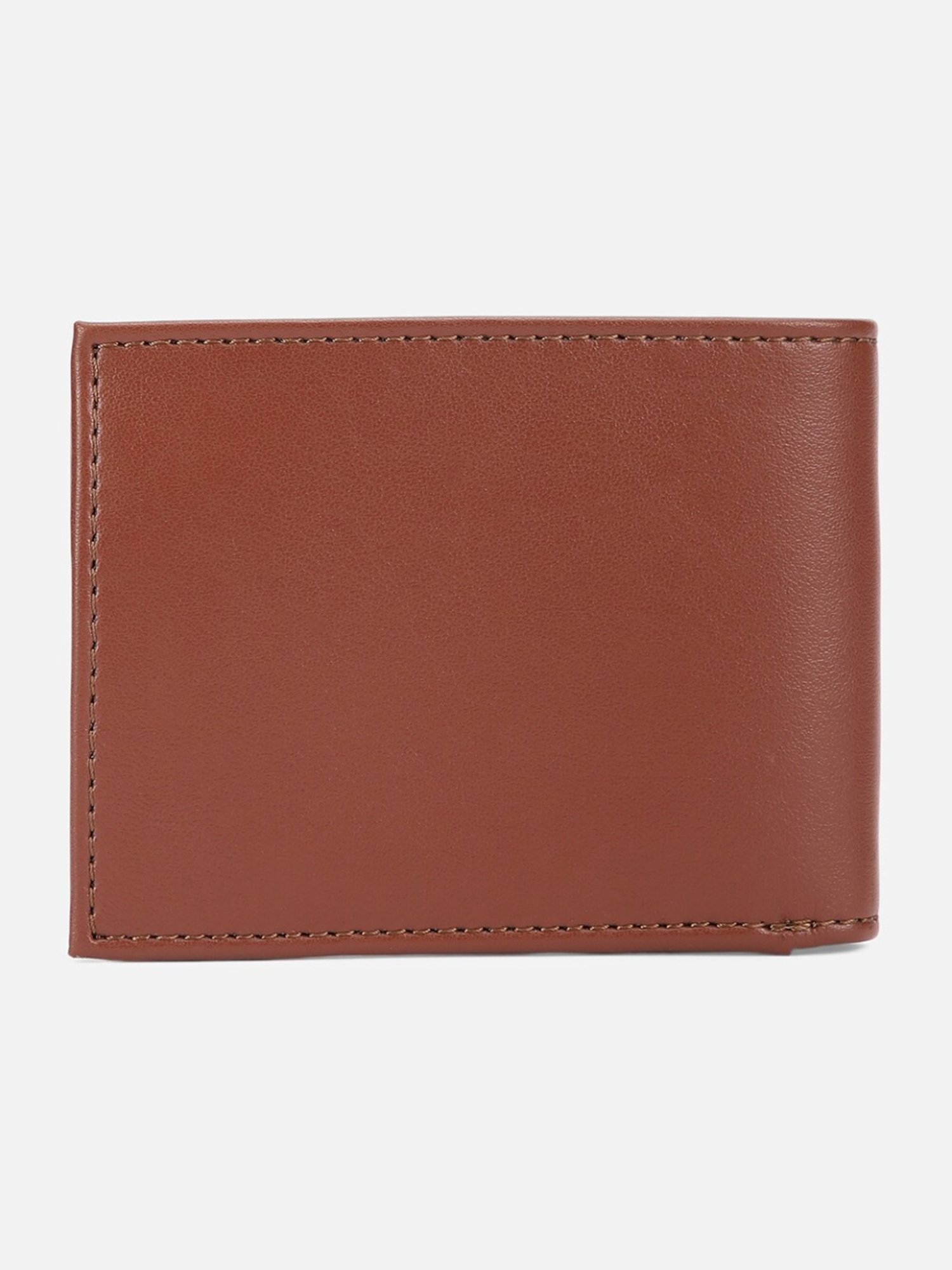 Louis Philippe Brown Leather Solid Bi-Fold Wallet