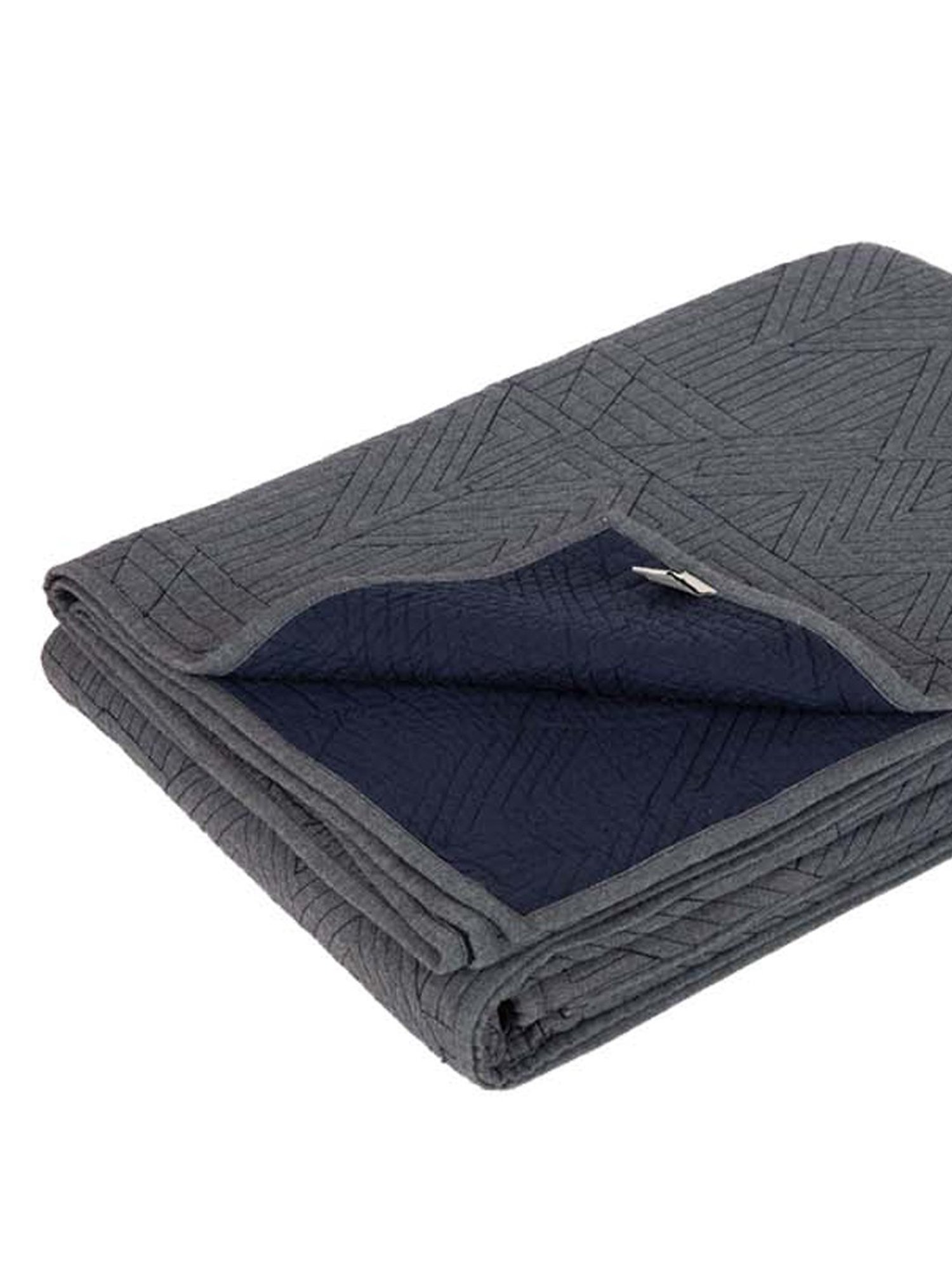 Home4U Grey & Blue Cotton Bedspread - Set of 1