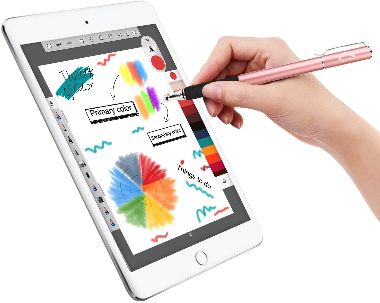 Stylus Pens for Touch Screens, LezGo 2-in-1 Universal Disc Stylus for iPad, iPhone and All Other Capacitive Cellphones, Tablets, Laptops Bundle with 3 Replacement Tips (Pink)