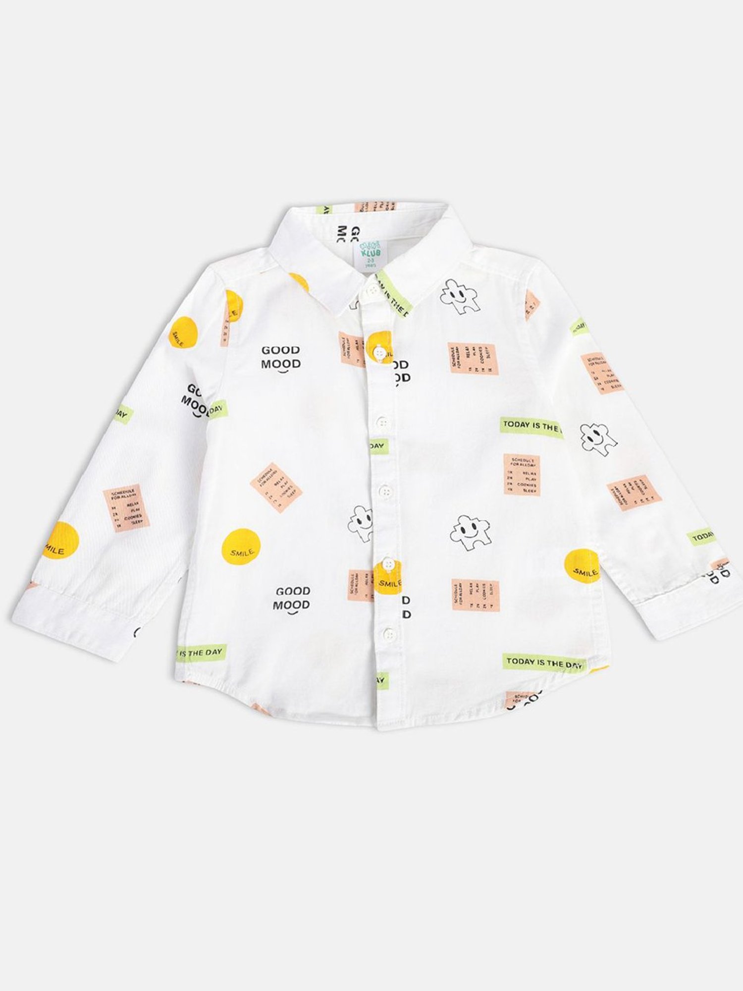 MINIKLUB Kids White Printed Full Sleeves Shirt