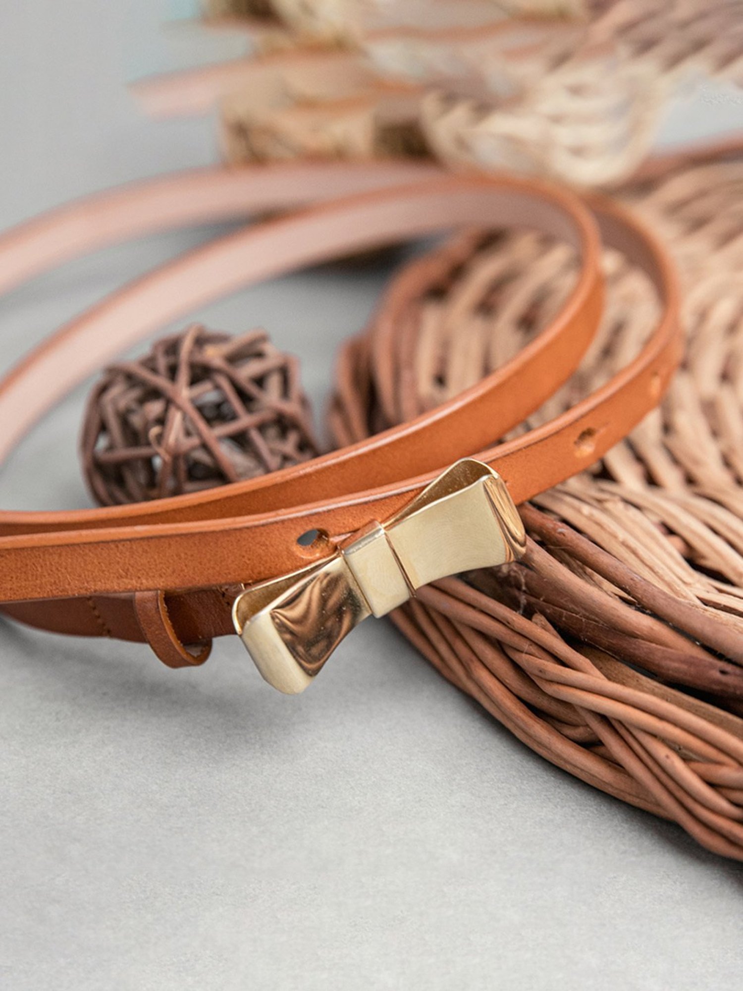 James Aston Giulia Tan Color Italian Leather Casual Belt for Women