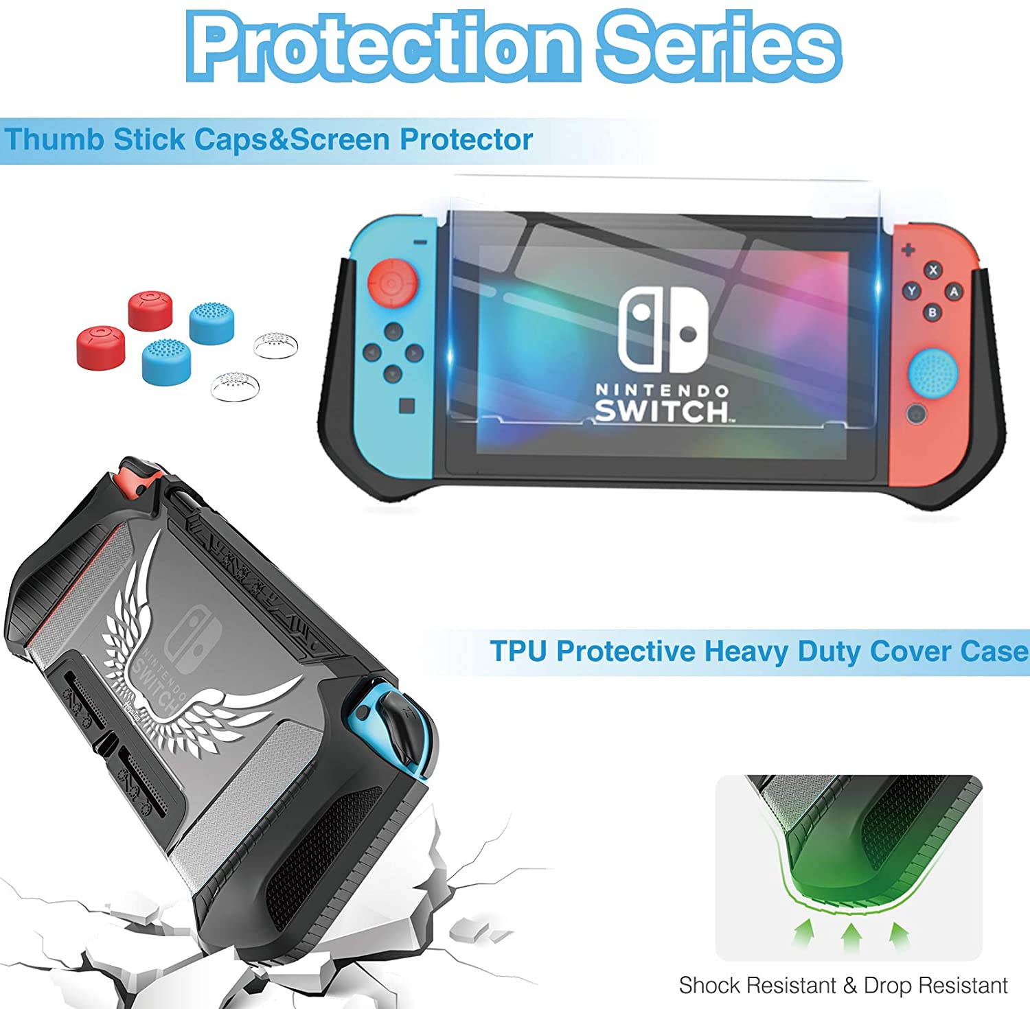 HEYSTOP 25 in 1 Accessories Bundle Compatible with Nintendo Switch,Carry Case, PlayStand, Joycon ,Steering Wheel, Joycon Grip, Screen Protector, Protective Case Cover, Controller Charge Dock &More