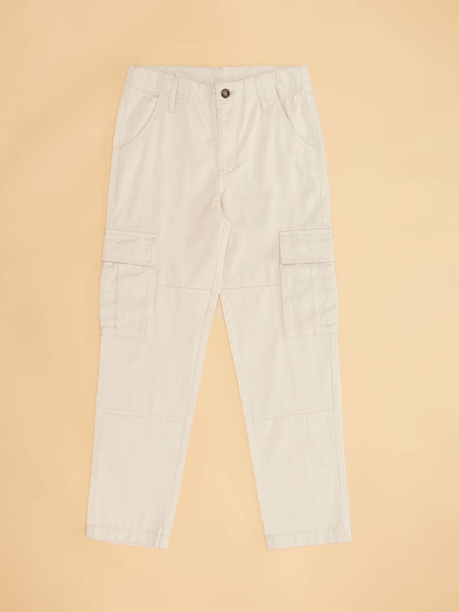 YU by Pantaloons Boys Beige Cotton Regular Fit Trousers