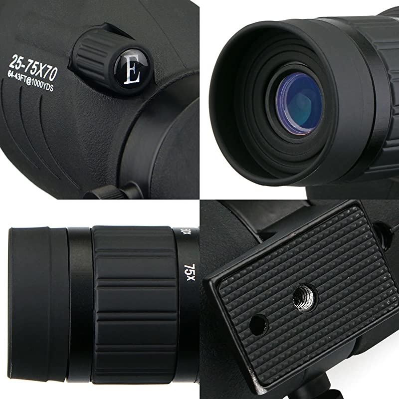 SV17 Spotting Scope Straight Waterproof 25-75x70mm Zoom Telescope Bak4 for Bird Watching Target Shooting Archery Range with Soft Case