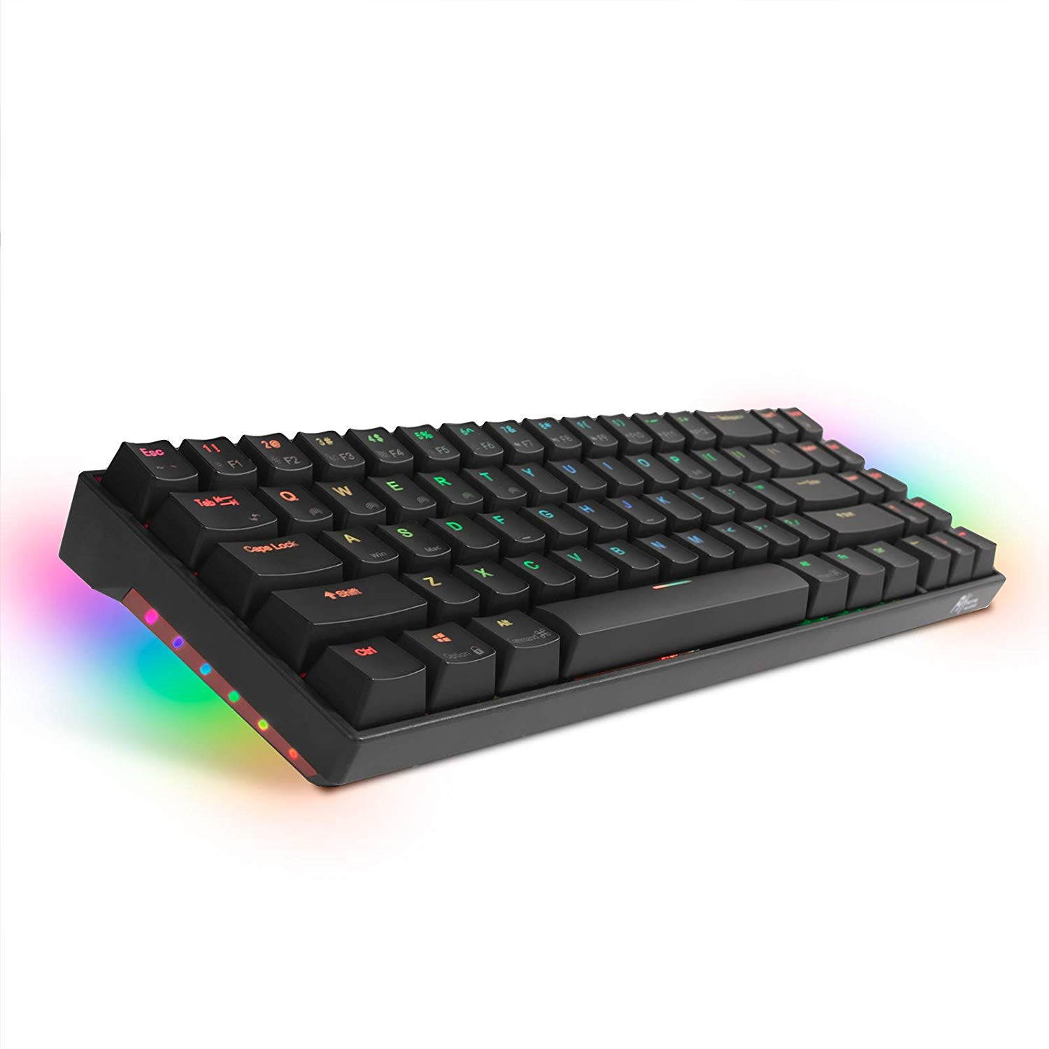 RK71 Mechanical Keyboard RGB Backlit 71 Keys Small Compact Gaming Keyboard, PBT Keycaps Wired/Wireless Bluetooth Mini Keyboard for iOS Android Windows PC and MacOS, Blue Switch( Cherry Blossom)