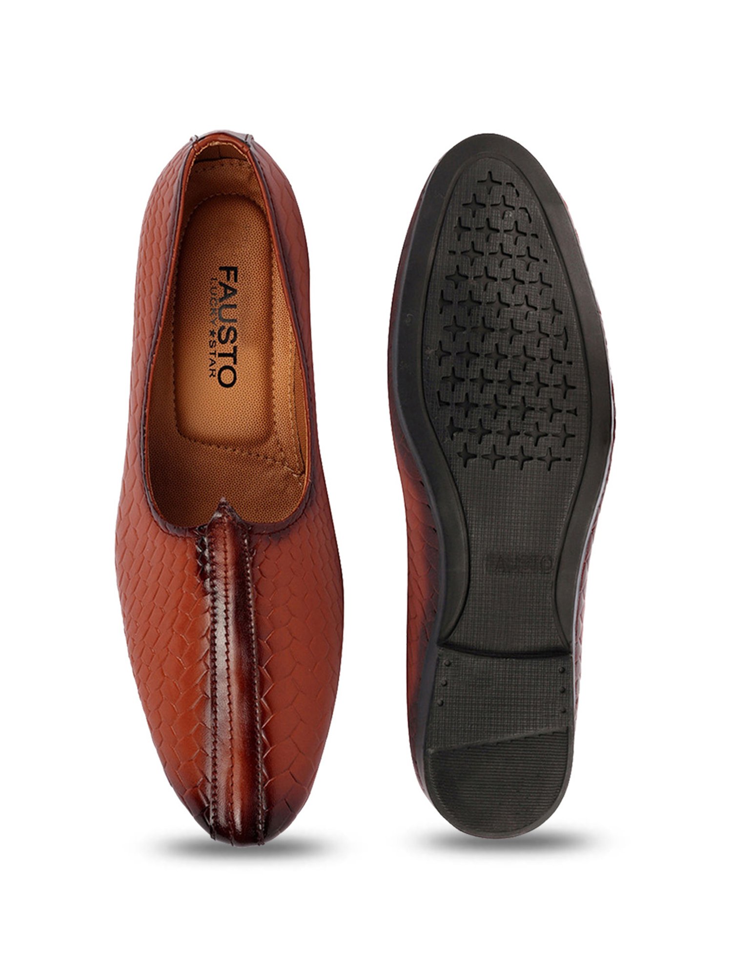 Fausto Men's Tan Ethnic Juttis