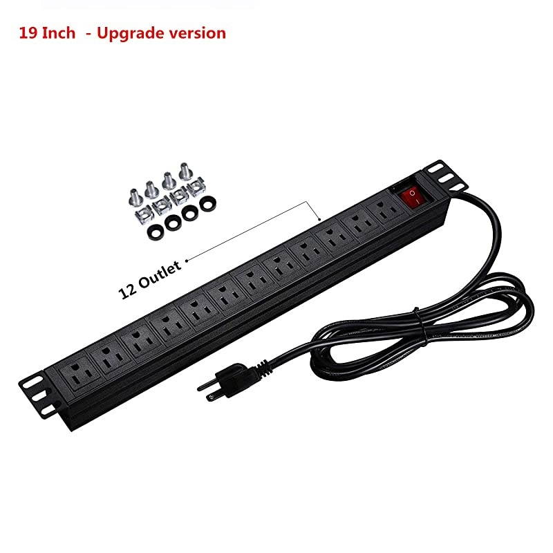 Network Grade 12 Right Angle Outlets Rackmount PDU Power Strip with 6ft Cord Surge Protector 15A125V Black