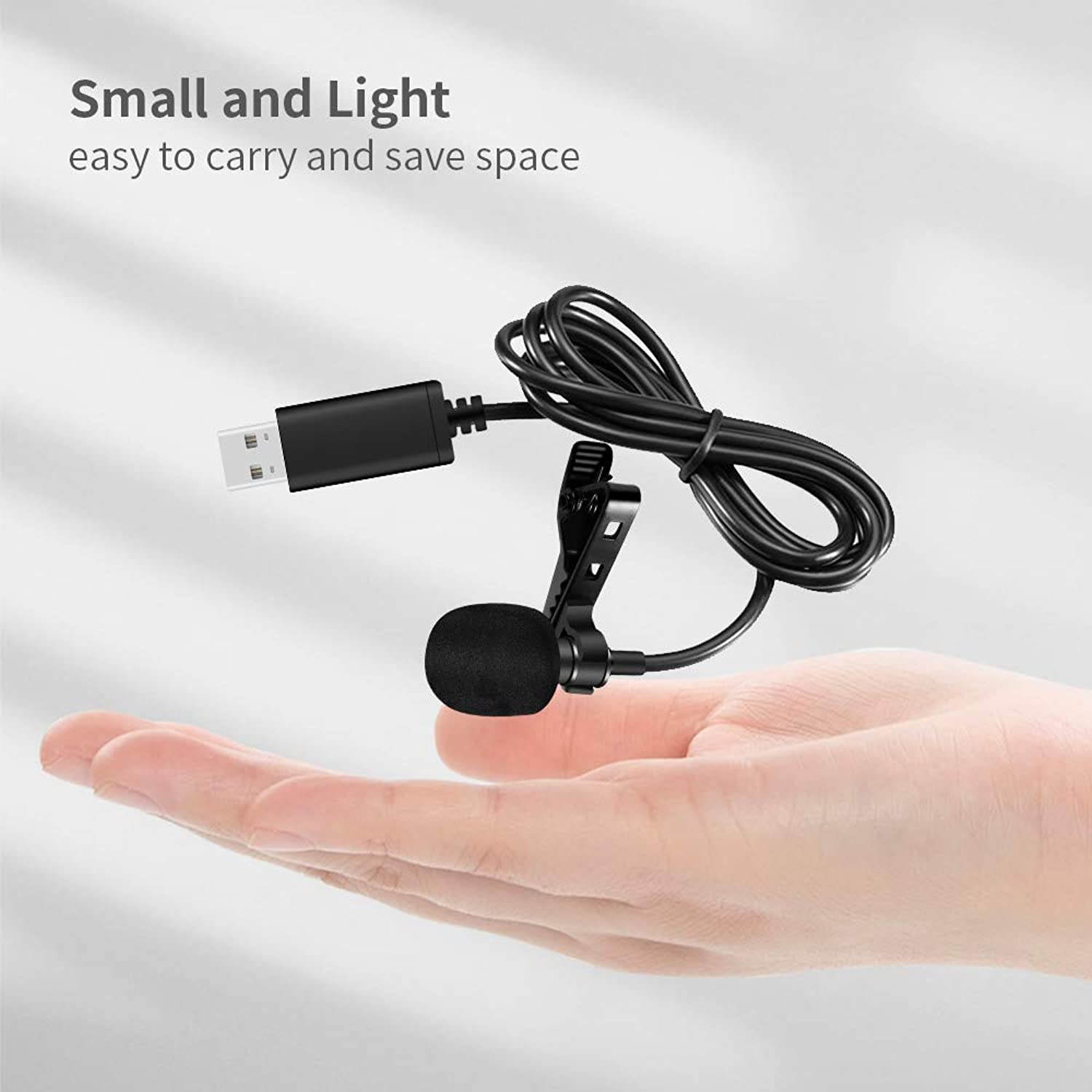 Dericam Universal Lavalier USB Microphone, Fifine Clip-on Cardioid Condenser Computer Mic, Plug and Play Omnidirectional Mic, Compatible with Laptop, Desktop, PC and Mac, M3, US