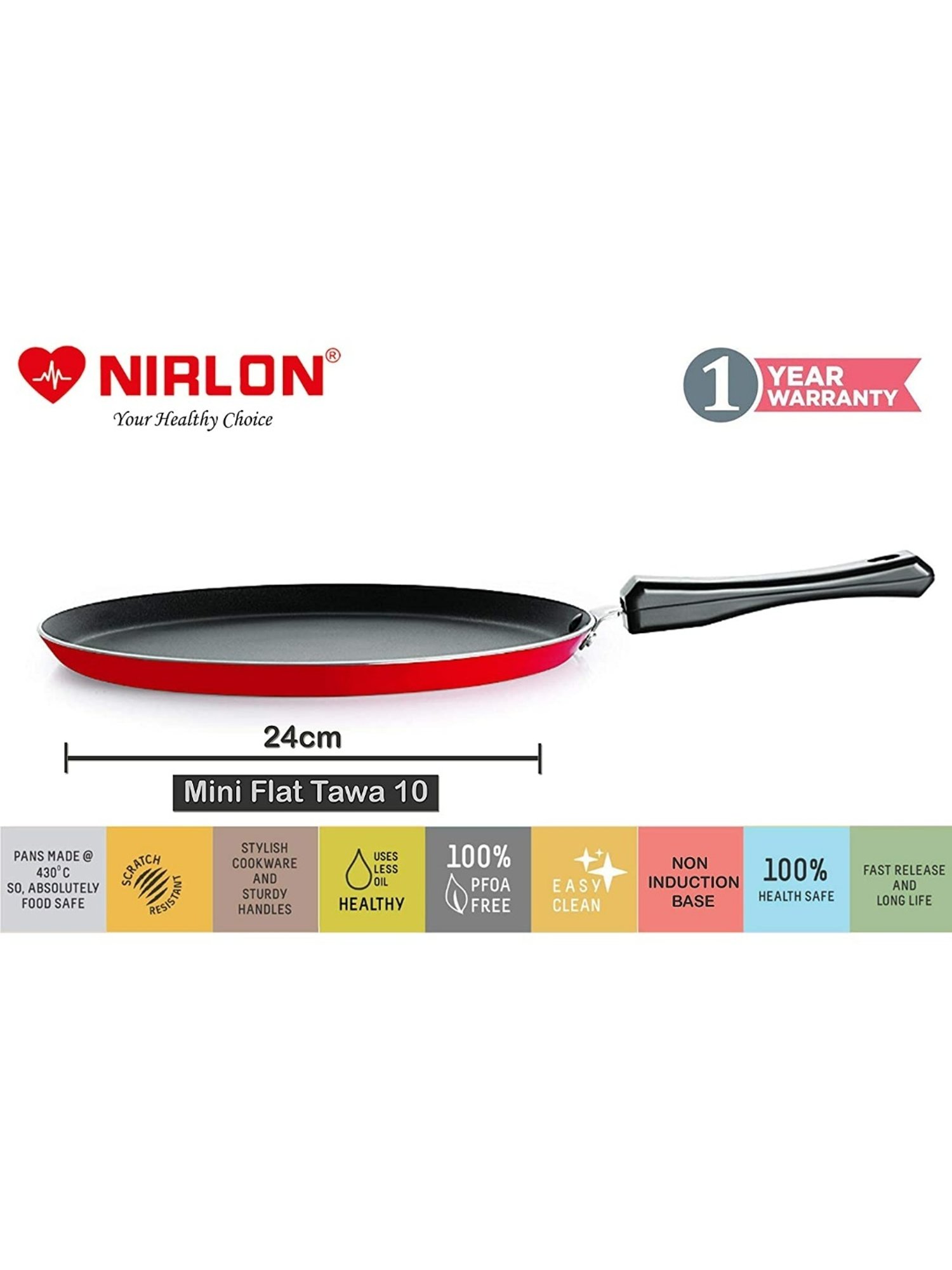 Nirlon Red Aluminium Non- Stick Cookware - Set of 4