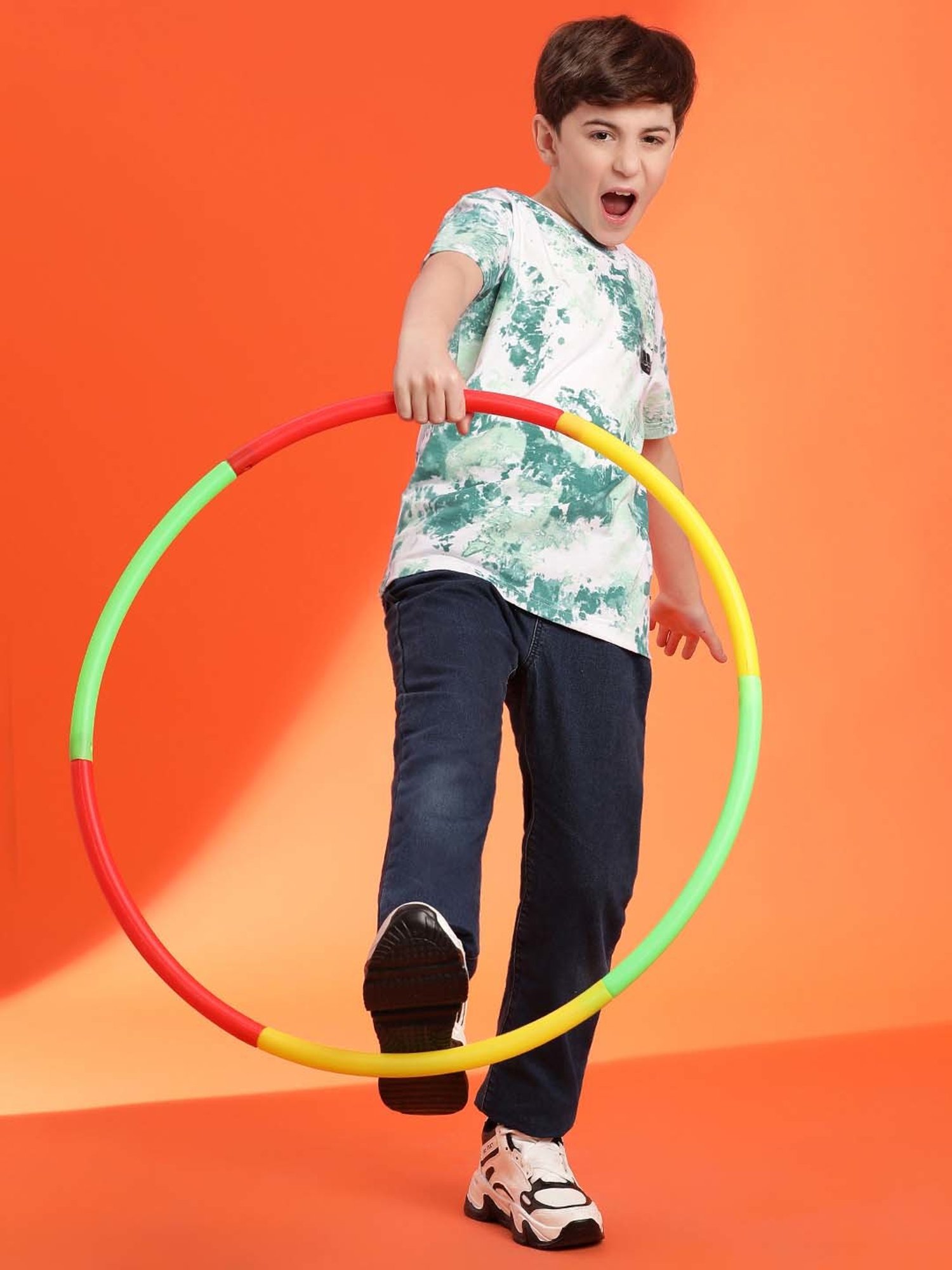 Lil Tomatoes Kids Green & White Over Dyed T-Shirt