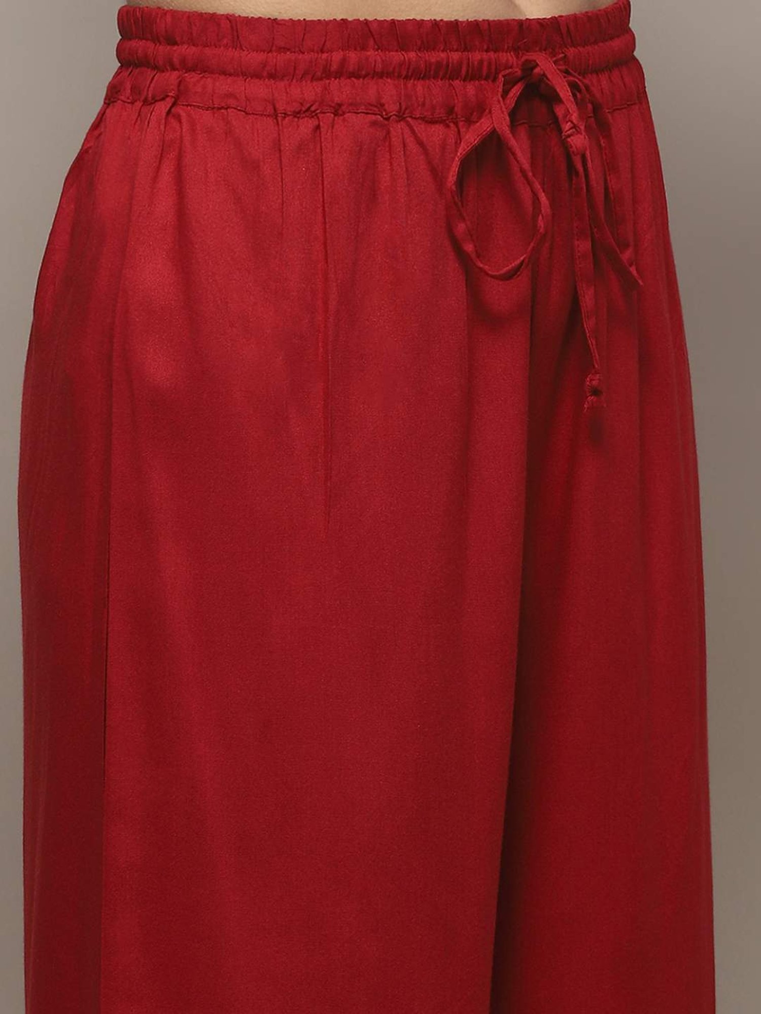 Biba Red Printed Kurta Palazzo Set With Dupatta