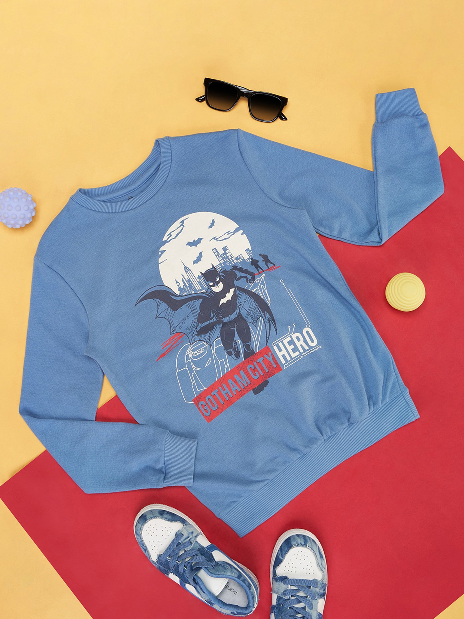 YU by Pantaloons Kids Blue Printed Full Sleeves Sweatshirt