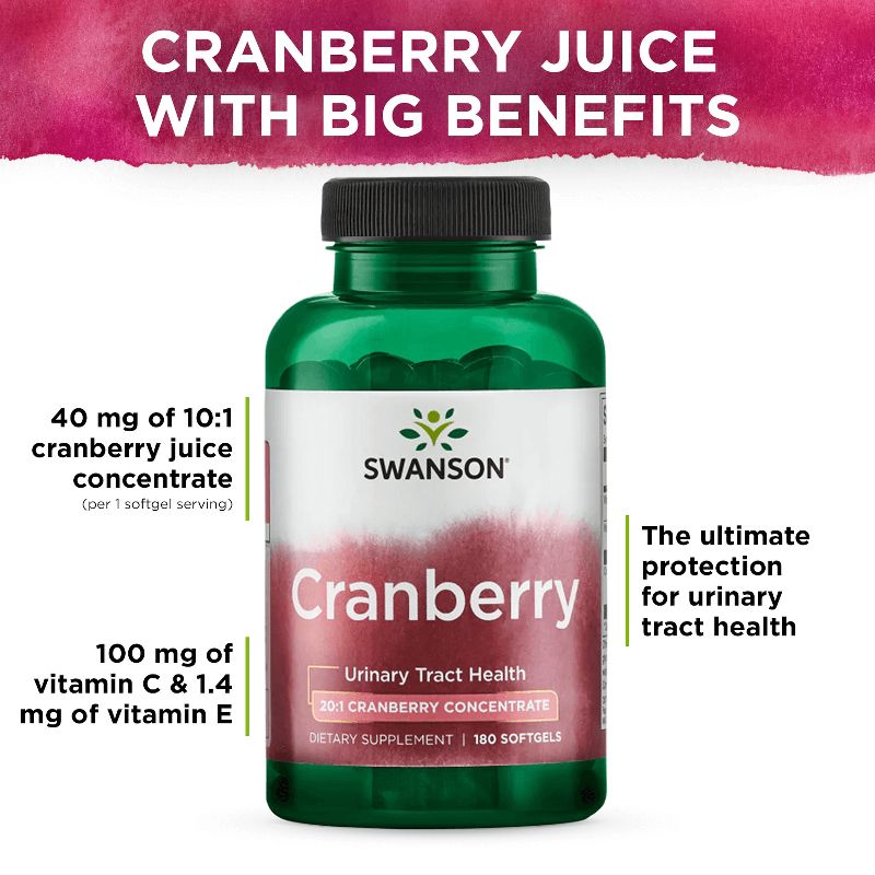 Swanson Cranberry 20:1 Concentrate 180 Softgels
