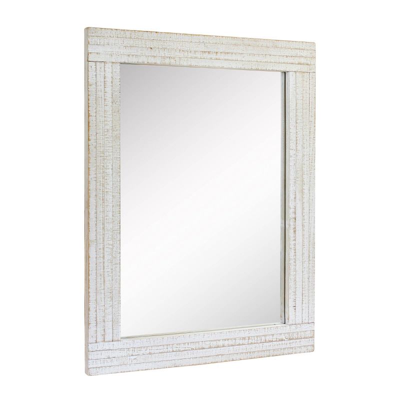 Rectangle Worn Wood Decorative Wall Mirror White - Stonebriar Collection