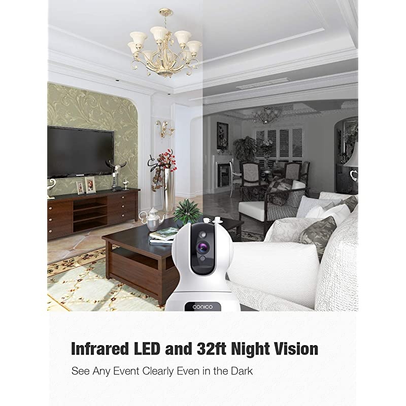 Indoor Camera, 1080P Pan/Tilt Baby Monitor with Camera and Audio,Pet Camera with Motion Detection,Two-Way Audio,Night Vision,Cloud and Local Storage,WiFi Camera