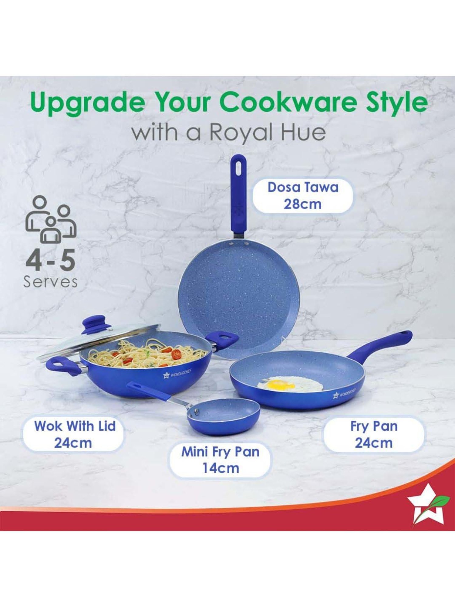 Wonderchef Royal Velvet Induction Bottom Non-Stick 5 Pcs Cookware Set