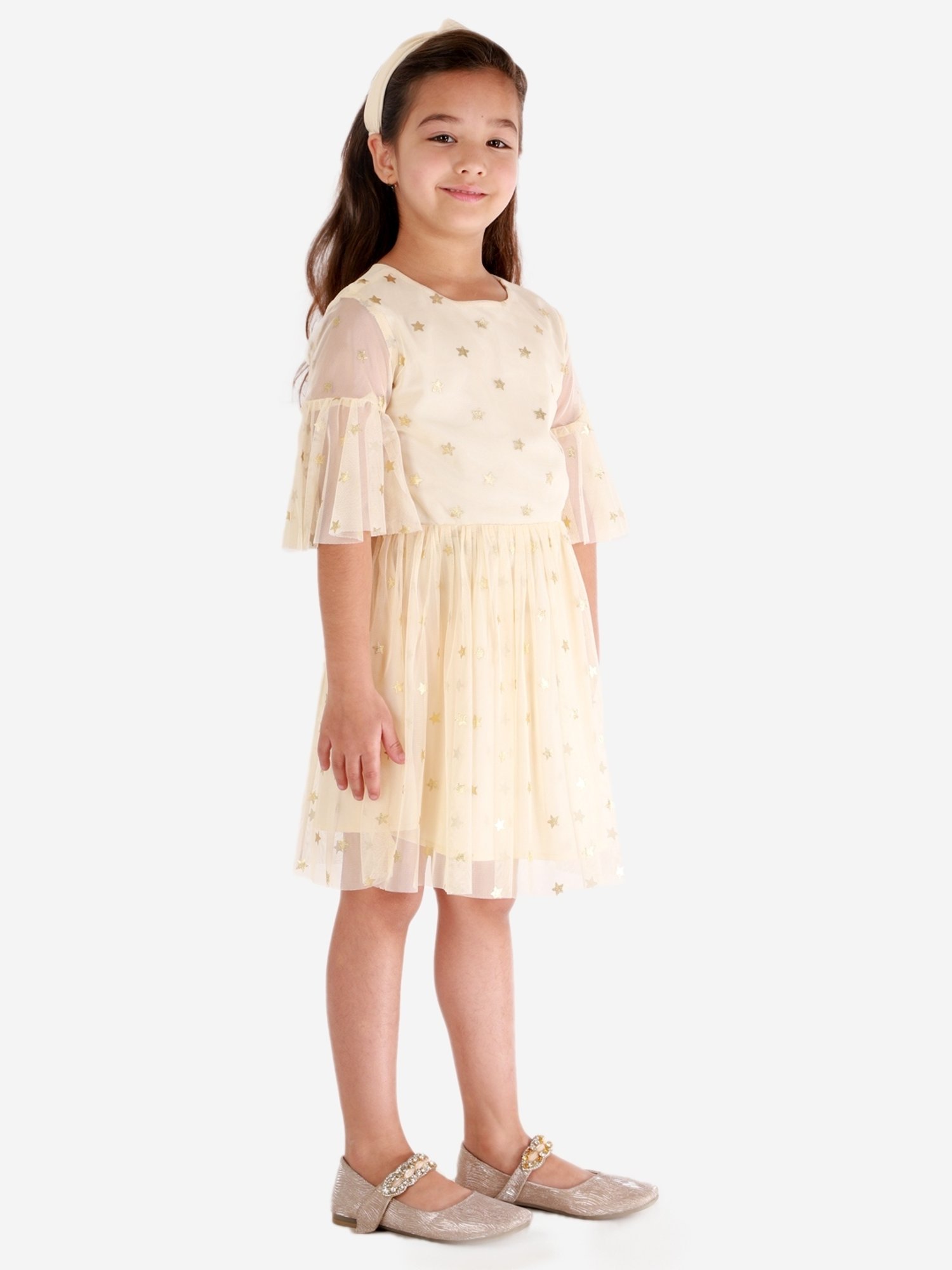 KidsDew Beige Embellished Casual Dress