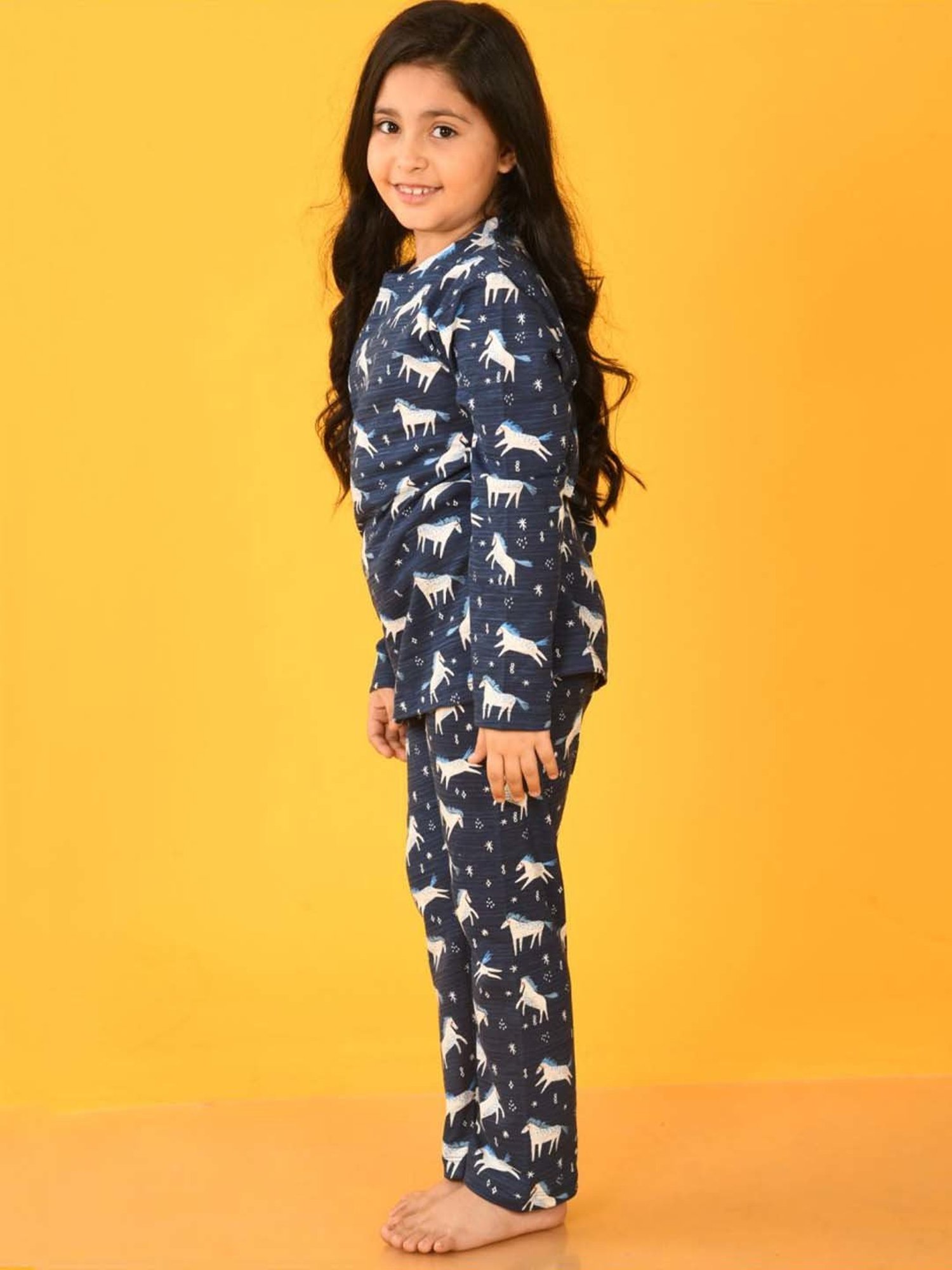 Anthrilo Kids Blue Cotton Printed Full Sleeves T-Shirt & Trouser