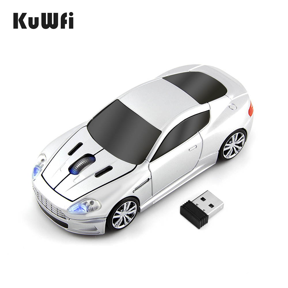 KuWFi Wireless Mouse Cool Sport Car Shape 2.4GHz 1600DPI Optical Cordless Mice with USB Receiver for PC Laptop