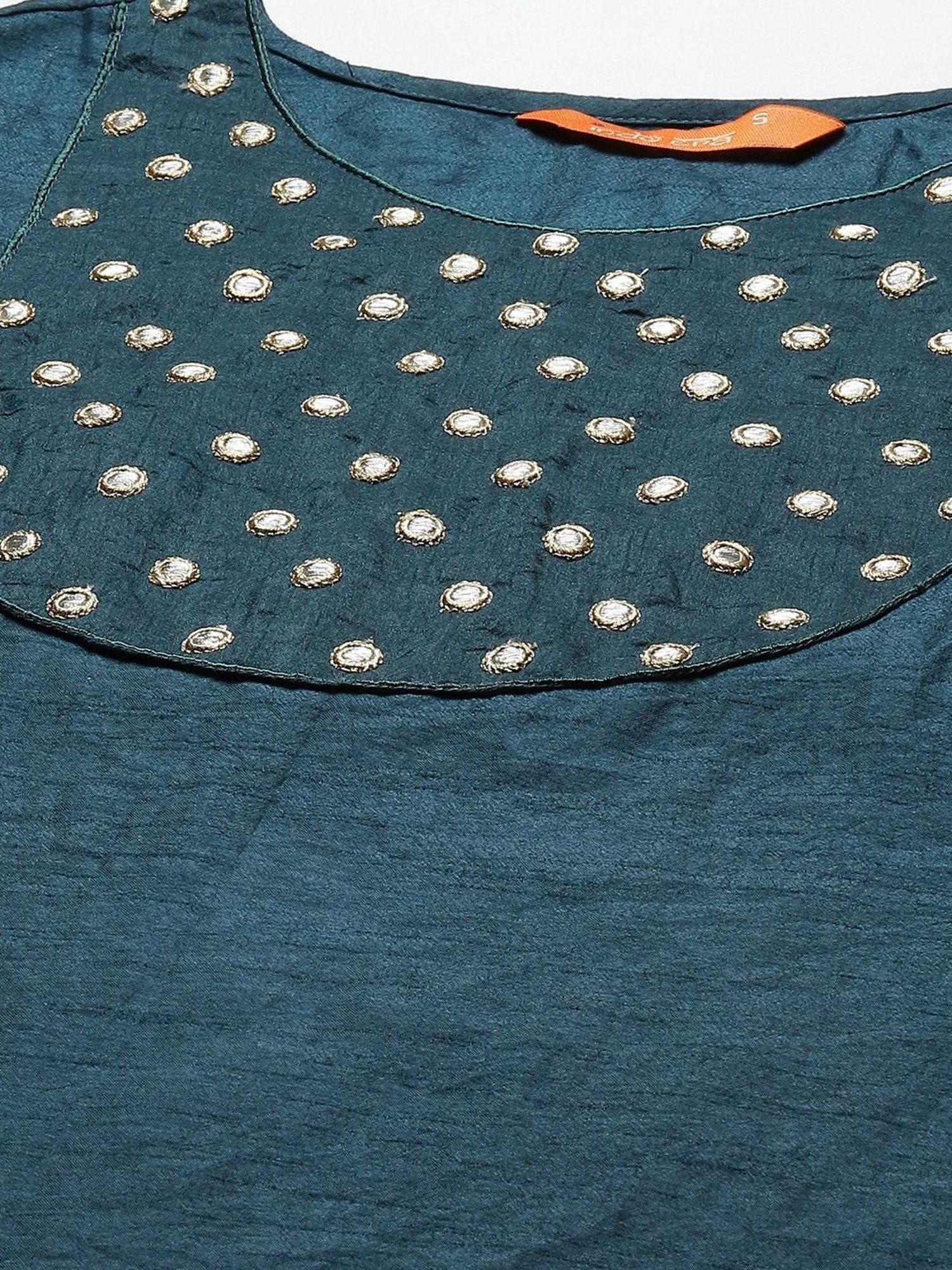 Indo Era Blue Embroidered Kurta Pant Set