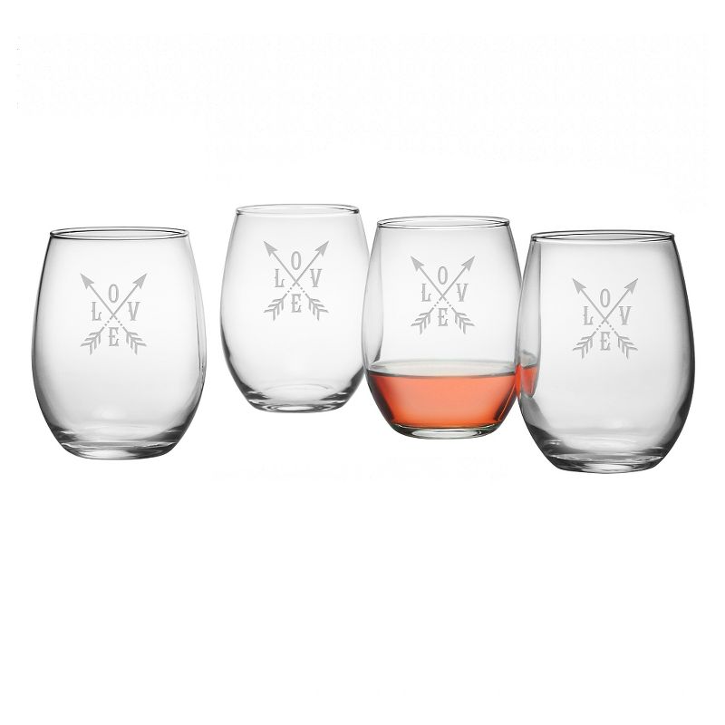 Susquehanna 21oz Glass Love Stemless Wine Glasses - Set of 4