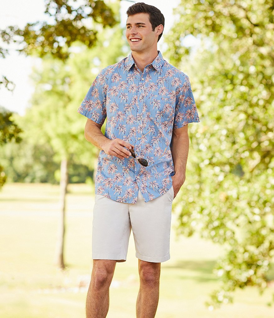 Rowm Short Sleeve Palm Tree Print Sportshirt
