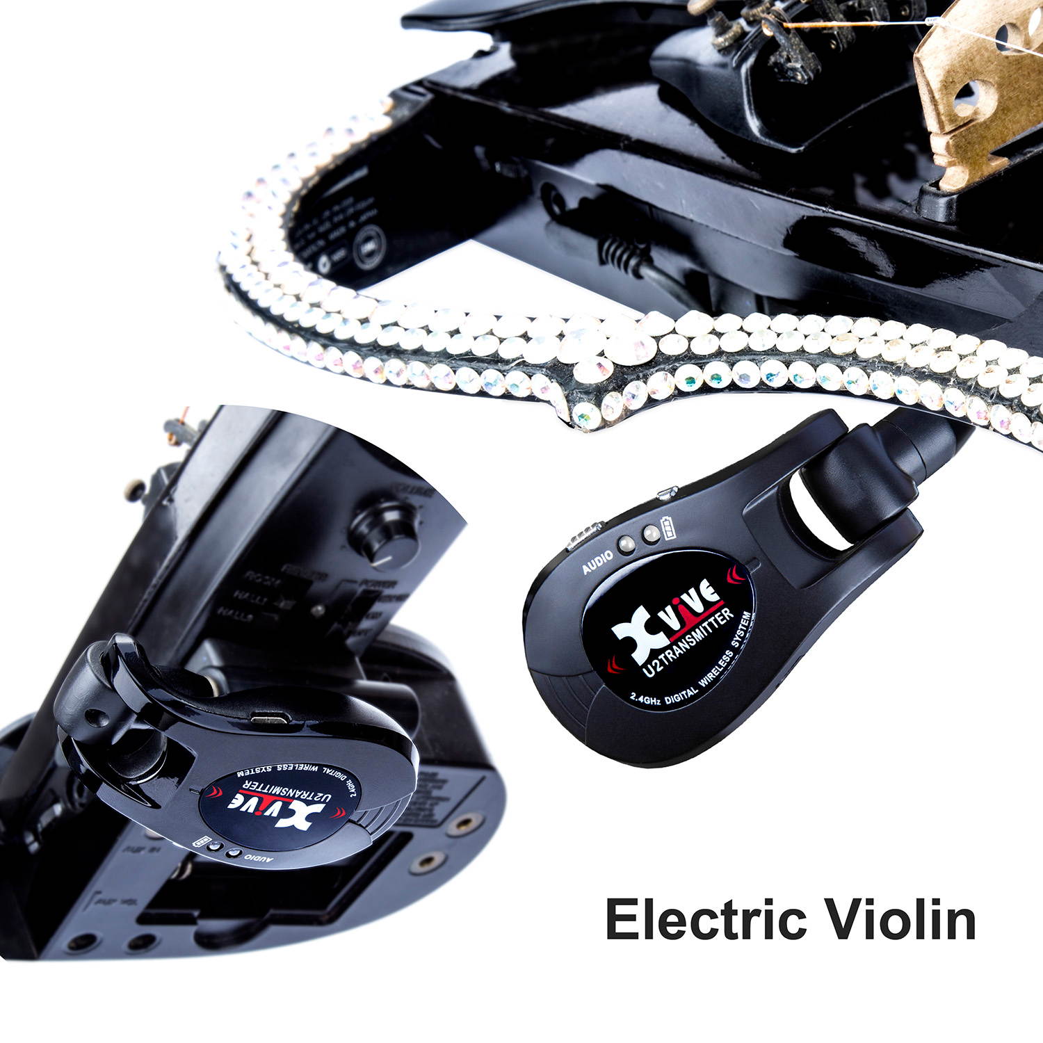 Xvive U2 rechargeable 2.4GHZ Wireless Guitar System - Digital Guitar Transmitter Receiver (Black)