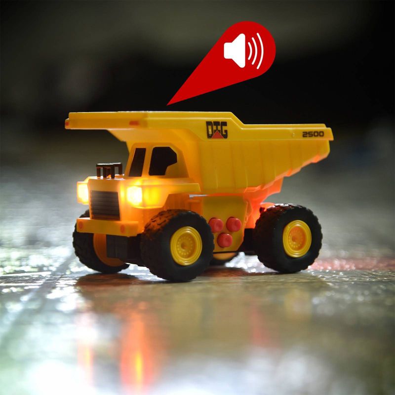 Maxx Action Mini Construction Lights & Sounds Vehicles – Front End Loader, Excavator and Dump Truck - 3pk