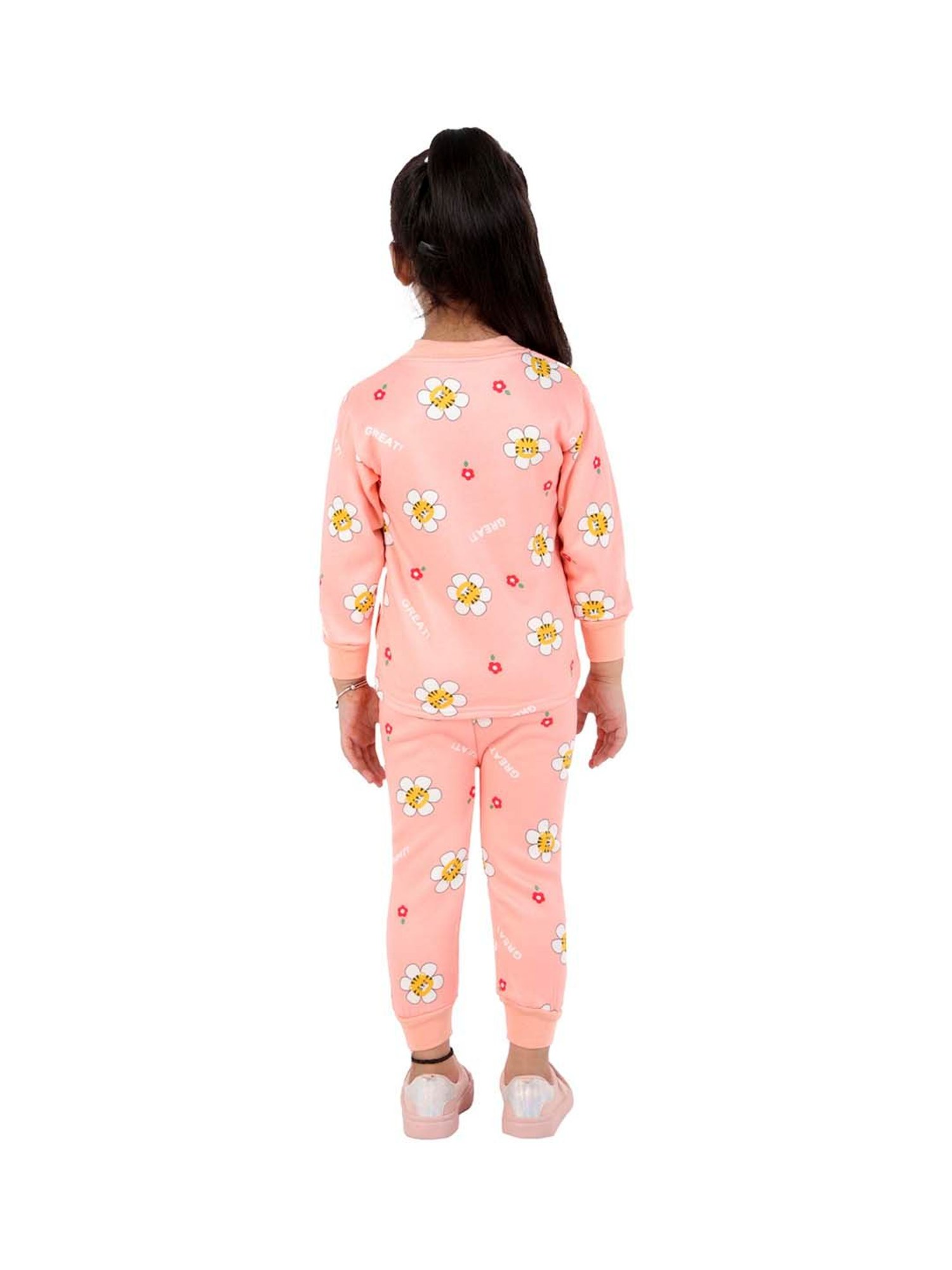 Ahhaaaa Kids Pink Printed Sweatshirt with Joggers
