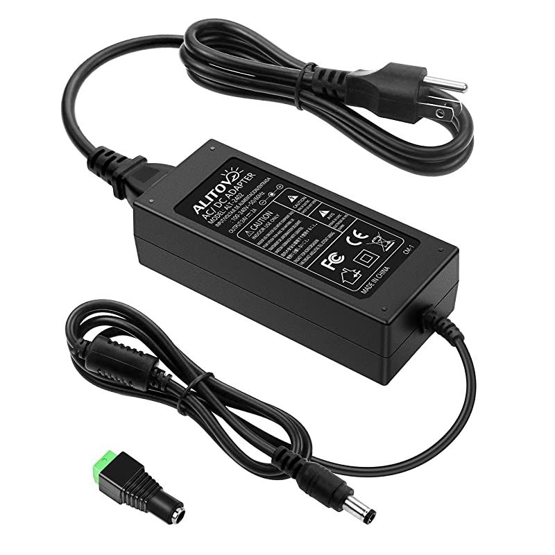 24V DC Power Supply 2A 48W ACDC Adapter 100~240V AC to DC 24 Volt 2 Amp Converter 24 vdc 2000mA 18A 15A 13A 12A with 55mmx 25mm 21mm Plug for LED Strip Light CCTV Camera DC Pump Fan