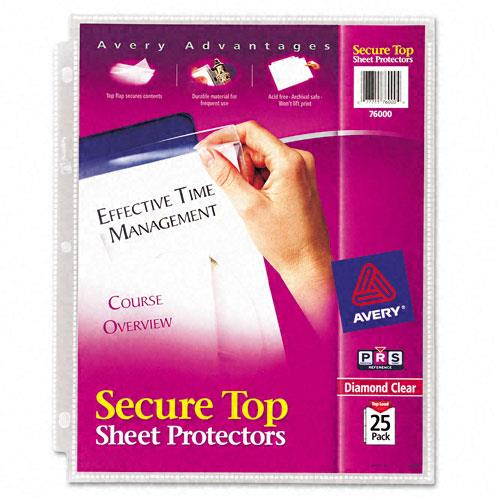 Avery Dennison - 76000 - Secure Top Sheet Protectors, Super Heavy Gauge, Letter, Diamond Clear, 25/Pack
