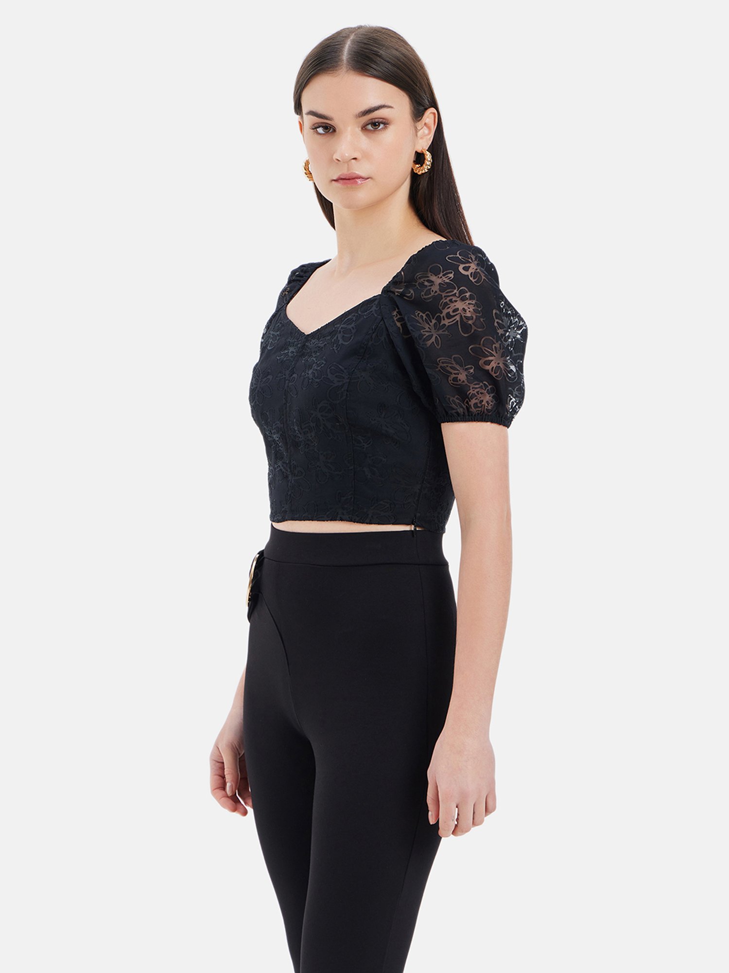 Kazo Black Textured Top