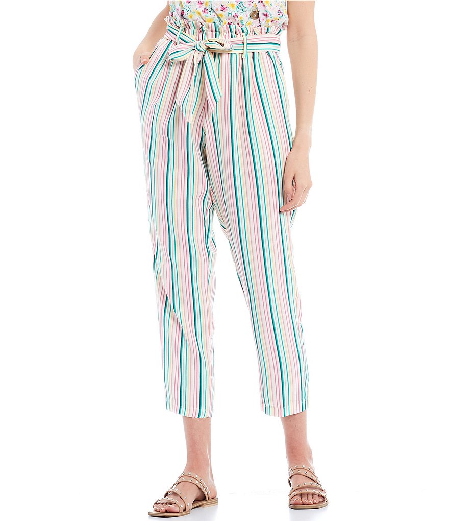 June & Hudson Stripe Paperbag Waist Pants