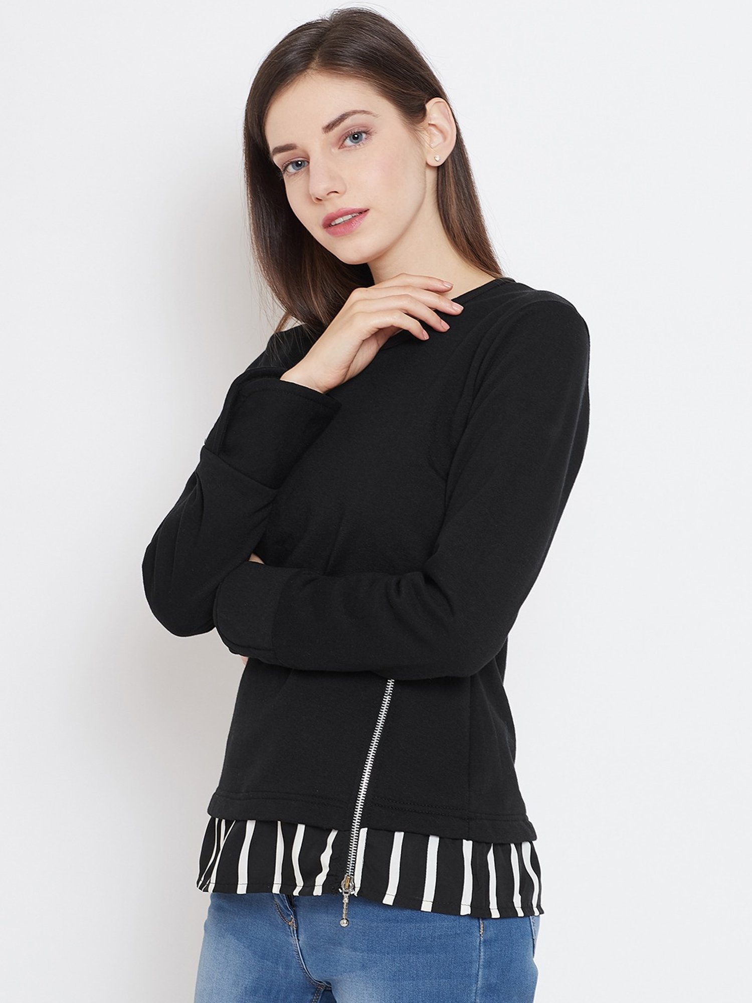 Belle Fille Black Full Sleeves Sweatshirt