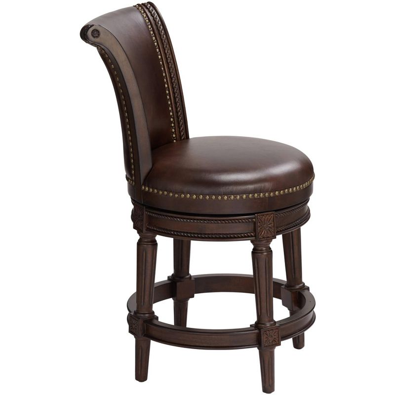 55 Downing Street Addison 24 1/2" Mocha Leather Swivel Counter Stool