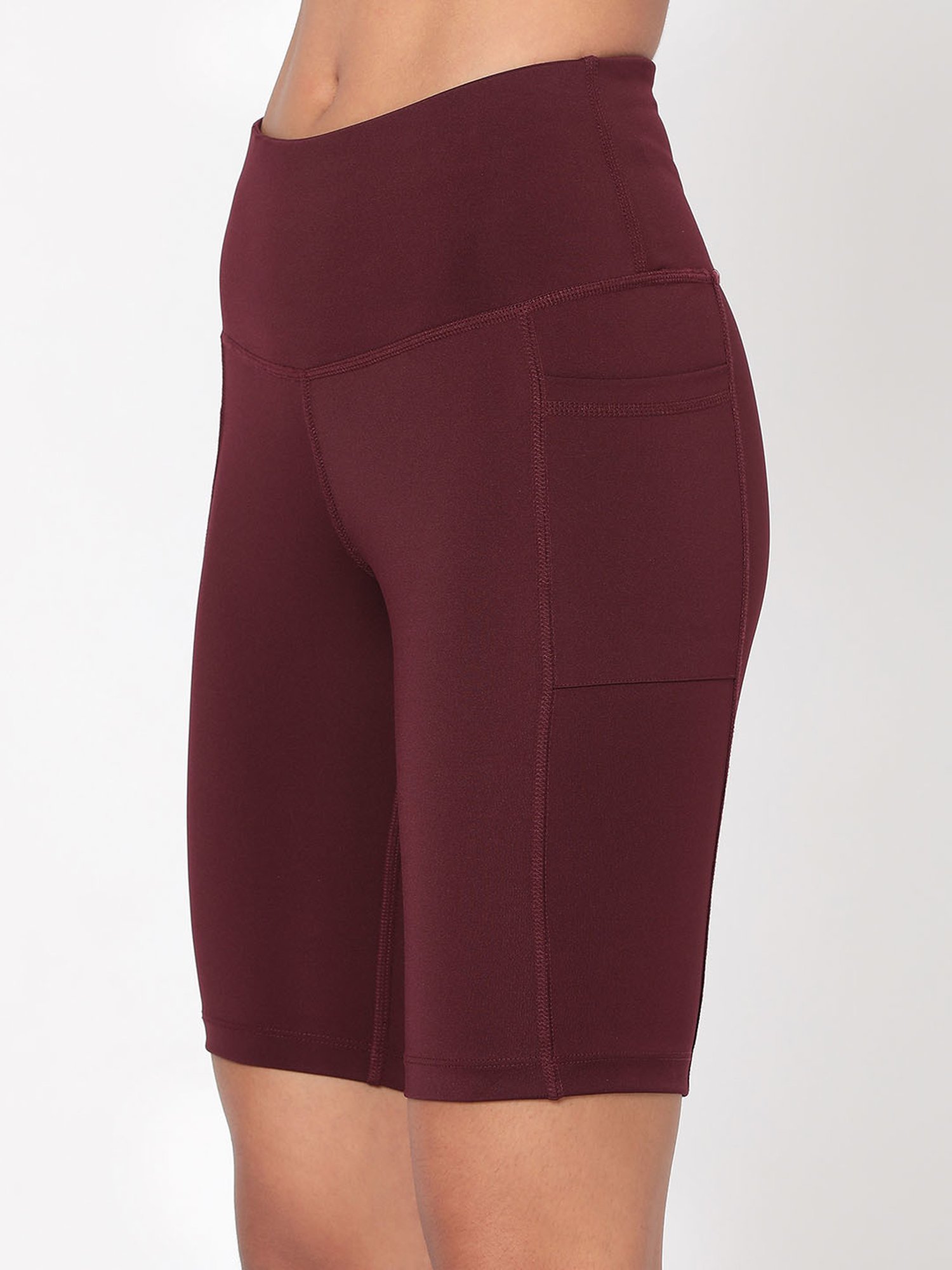 SILVERTRAQ Wine Polyester Relaxed Fit Cycling Shorts