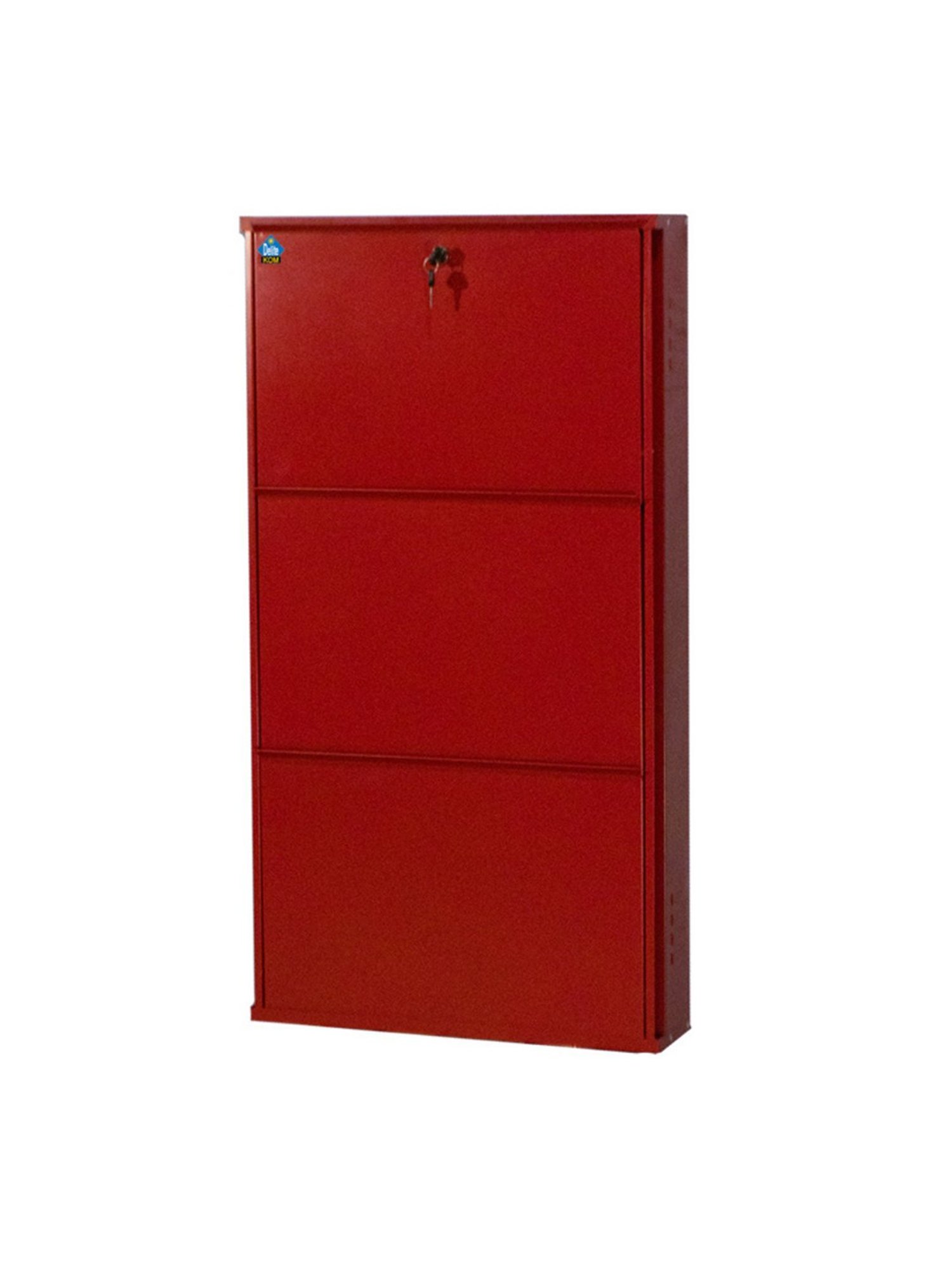 Delite Kom Metal Shoe Rack - 20" 3 Shelf, Brick Red, PowderCoat, Wall Mount, DIY