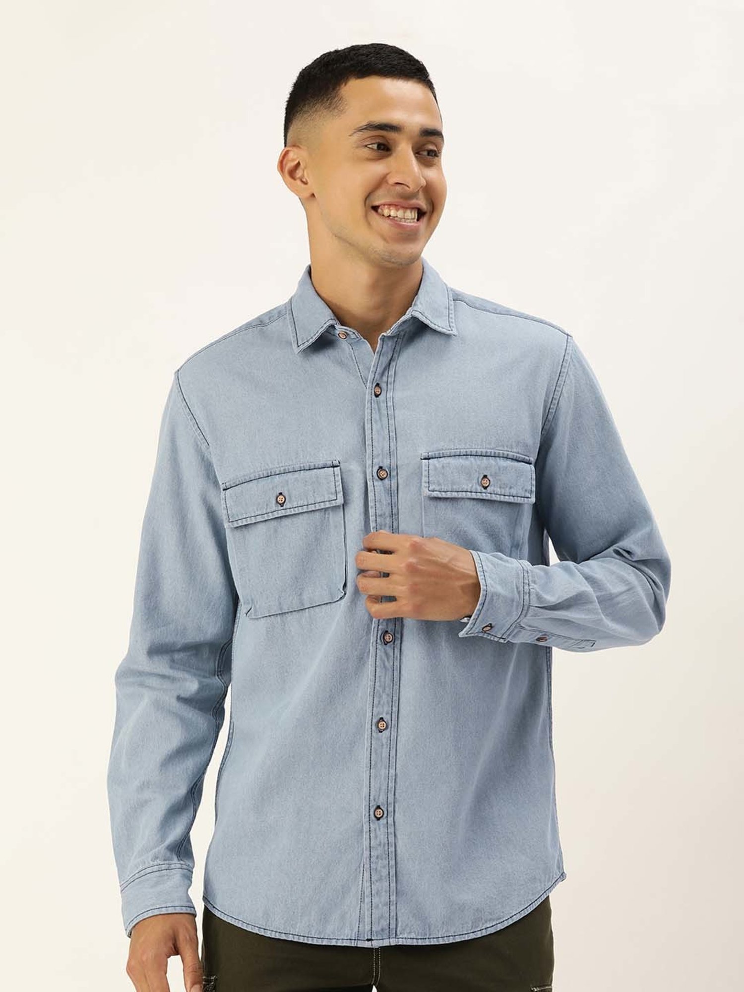 Bene Kleed Light Blue Regular Fit Denim Shirt