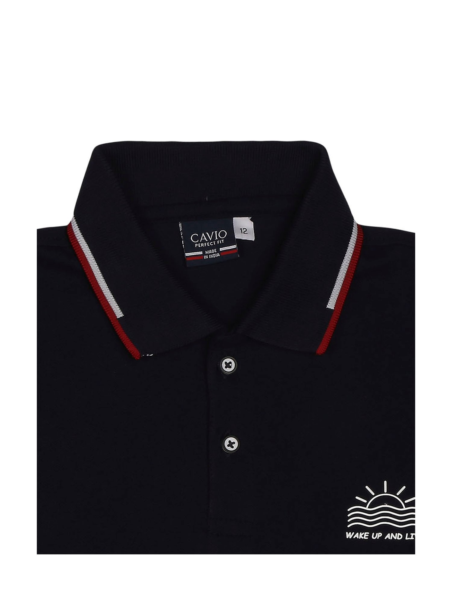 Cavio Kids Navy & Red Striped Polo T-Shirt