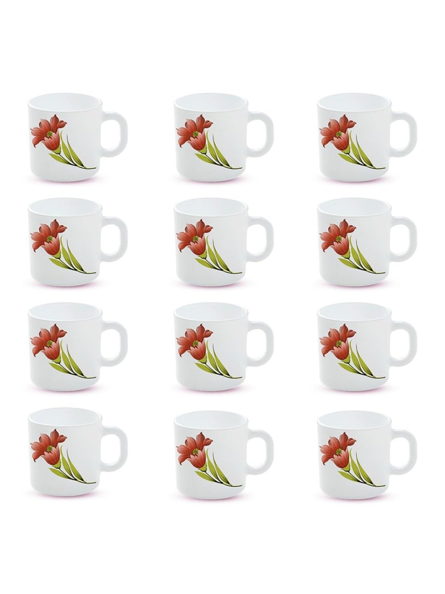 Larah by Borosil Multicolor Ceramic Tea & Coffee Mug - Set of 12 180ml