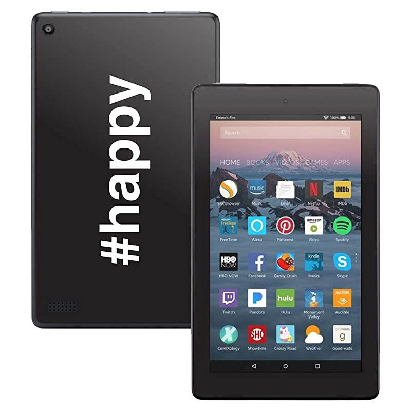 Skin Compatible with  Kindle Fire 7 2017 Happy | Protective Durable and Unique Vinyl Decal wrap Cover | Easy to Apply Remove and Change Styles | Made in The USA